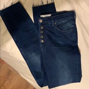 free people high rise ripped jeans ankle  size 27